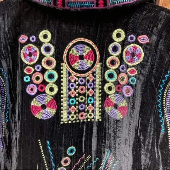 Vintage 90s Coldwater Creek crushed velvet boho embroidered blazer - Picture 7 of 10